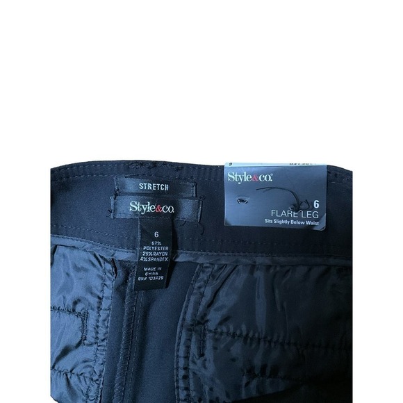 Style Trouser Pant Women's Size 6 Black Bootcut Leg High Rise Polyester Blend - Picture 4 of 5